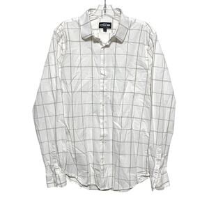 Express 1MX Extra Slim Stretch Cotton Button Dress Shirt Men L16-16.5 Windowpane